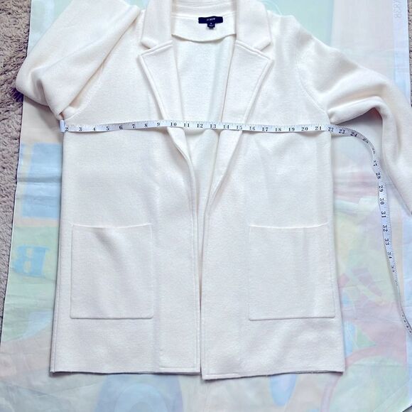 J. Crew Sophie Open Front Sweater Wool Knit Blazer Small Ivory J0244  $148 - Picture 4 of 10